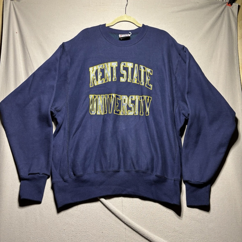VINTAGE Kent State University Sweater Adult Large‎ Blue KSU Pullover Logo Heavy